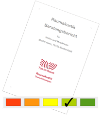 Raumakustik Gutachten, Zertifikat, Bescheinigung